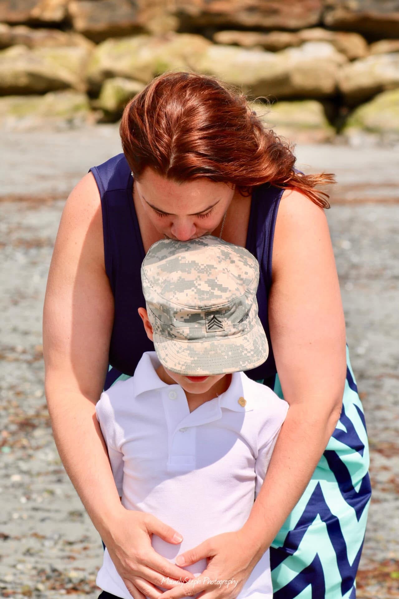 Mother and son at the beach